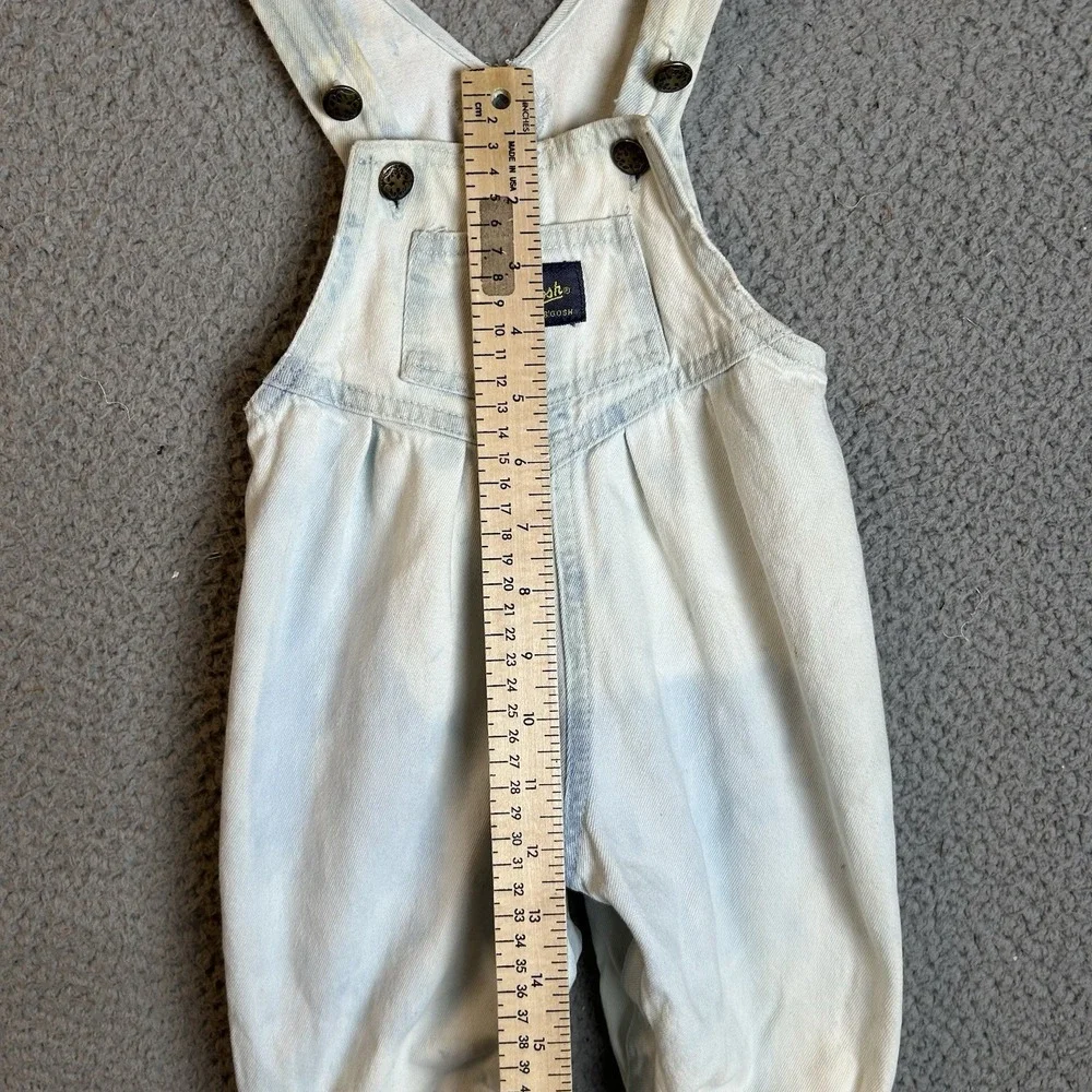 Vintage OshKosh B'Gosh Vestbak Overalls Baby Size 6-9M Acid WashDenim Bib 90s